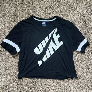 Nike Black crop Tee with White Logo
